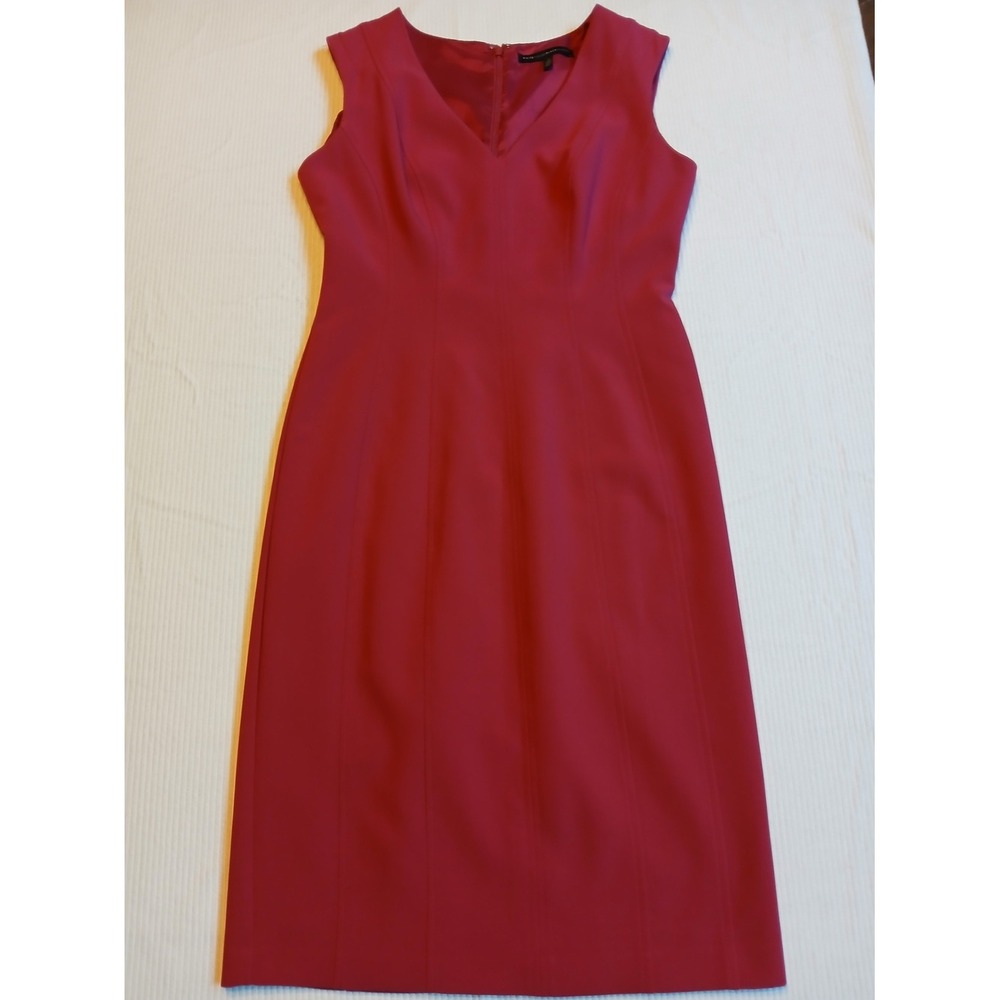 White House Black Market Pink V-Neck Sleeveless Sheath Dress Size 4 Tailored